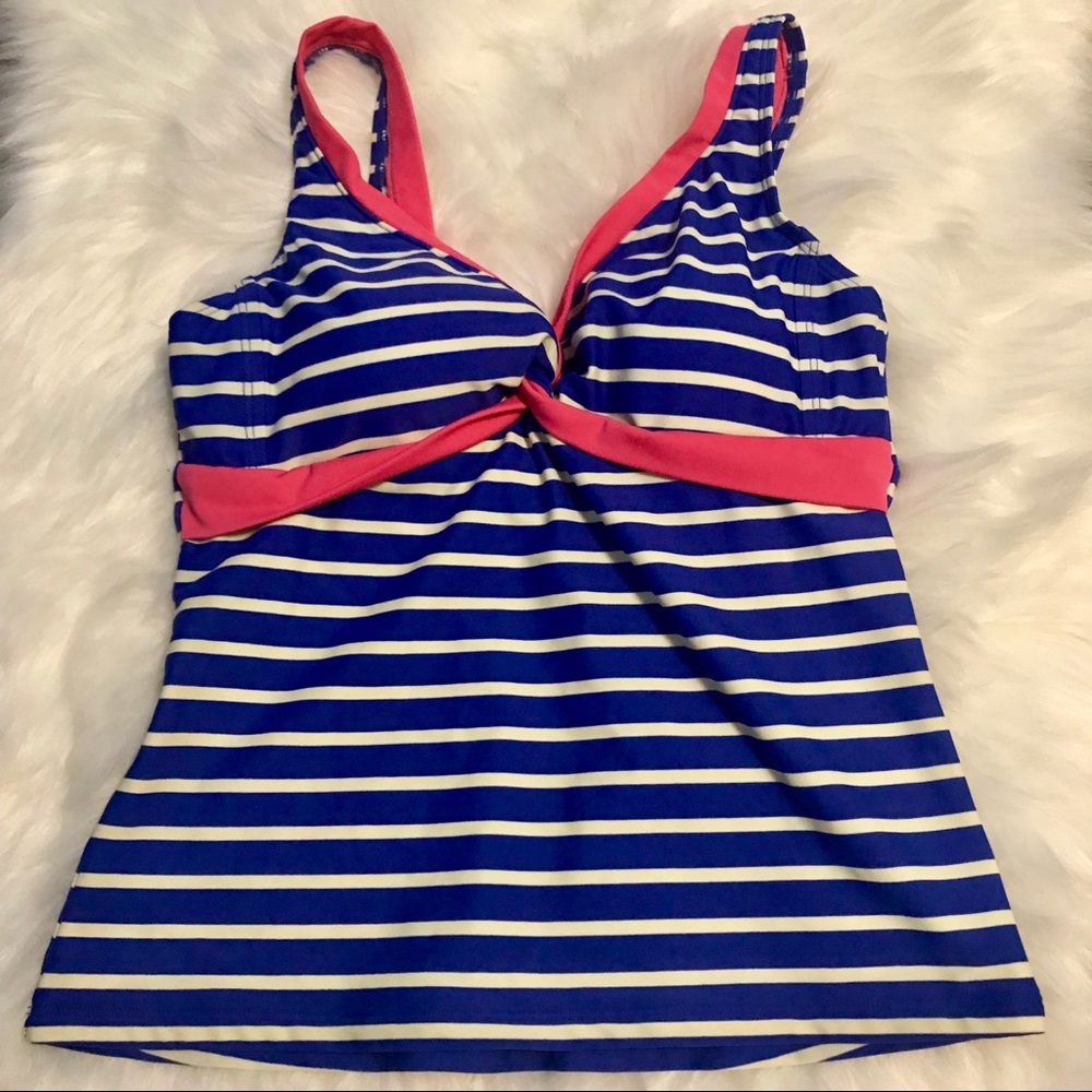 Boden Blue and White Stripe Padded Twist Front